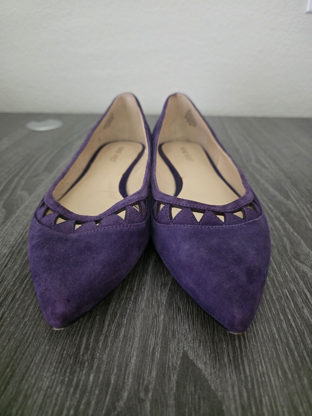 Nine West Purple Suede Flats with Cutout Detail - Picture 3 of 9